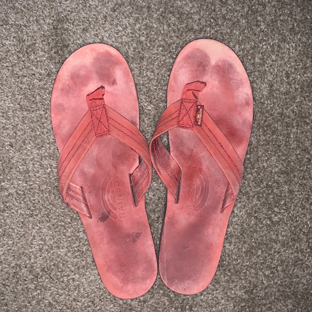 Rainbow flip flops